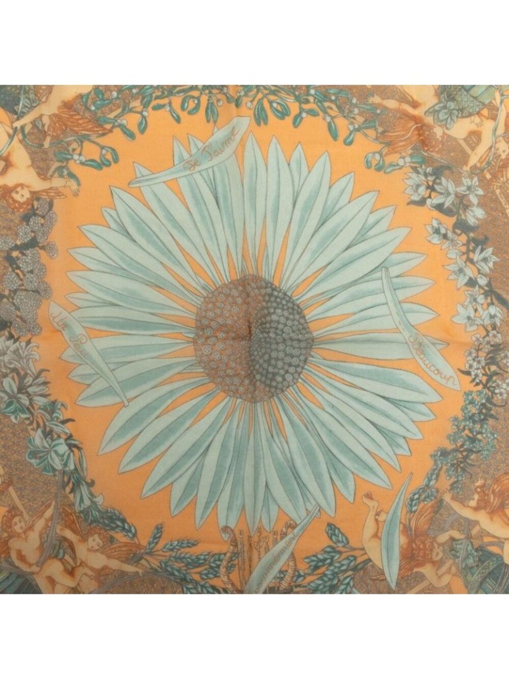Hermes Carre 45 Amore Amours Scarf Orange Multicolor Silk - Picture 2 of 7